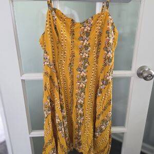 Old Navy Mustard Dress with Floral Design